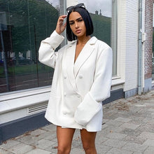 Load image into Gallery viewer, Chicology double breasted blazer long sleeve jacket women loose coat 2019 autumn winter female streetwear over size plus clothes