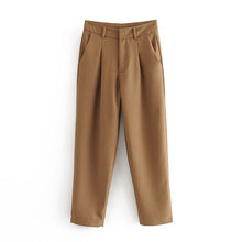 Load image into Gallery viewer, ZXQJ elegant women high quality brown suit set 2020 fashion vintage ladies cotton jackets casual female soft suits girls chic