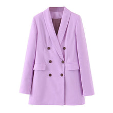 Load image into Gallery viewer, Tangada fashion women purple blazer long sleeve korea style female blazer office ladies new arrival autumn outwear SL404
