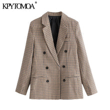 Load image into Gallery viewer, KPYTOMOA Women 2020 Fashion Office Wear Double Breasted Blazers Coat Vintage Long Sleeve Pockets Female Outerwear Chic Tops
