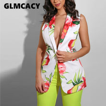 Load image into Gallery viewer, Women Floral Printed Vest Coat Office Ladies Waistcoat Sleeveless Blazer Double Breasted Outwear Elegant Top
