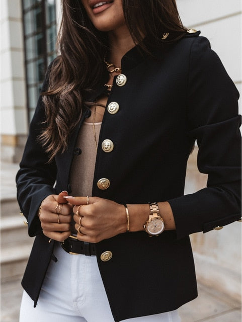 2020 Autumn Fashion Women Blazers Coat 2020 Long Sleeve Solid Suits Button Coat Slim Office Lady Slim Jacket Blazer Feminino