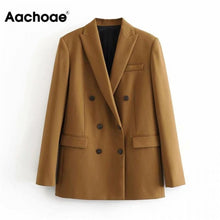 Load image into Gallery viewer, Aachoae Women Elegant Long Sleeve Double Breasted Blazer Jacket Casual Solid Female Chic Lady Office Suit Blazer Outwear Coat
