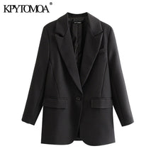 Load image into Gallery viewer, KPYTOMOA Women 2020 Fashion Office Wear Single Button Blazer Coat Vintage Long Sleeve Pockets Female Outerwear Chic Tops
